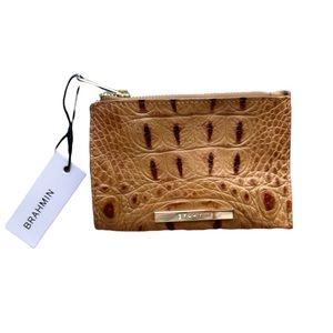 Brahmin McKenna Camel Brown Genuine Leather Card Coin Purse Holder Wallet NWT